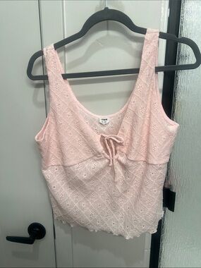 Cotton On Pale Pink Eyelet Tie-Front Tank